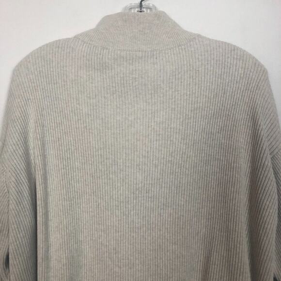Norm Thompson Full Zip Cotton Ribbed Cream Sweater Size Medium - Picture 7 of 9